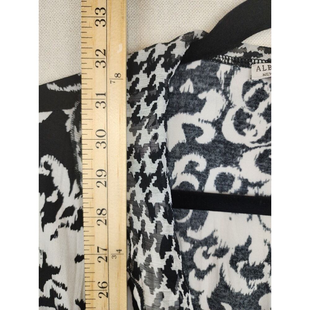 Alberto Makali Wrap Top Black White Ruffle Neck 3/4 Sleeve Lightweight Size L - Picture 6 of 7